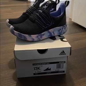 adidas Kids Lite Racer Adapt 7.0 K Slip-On Sneakers - Black & Lavender